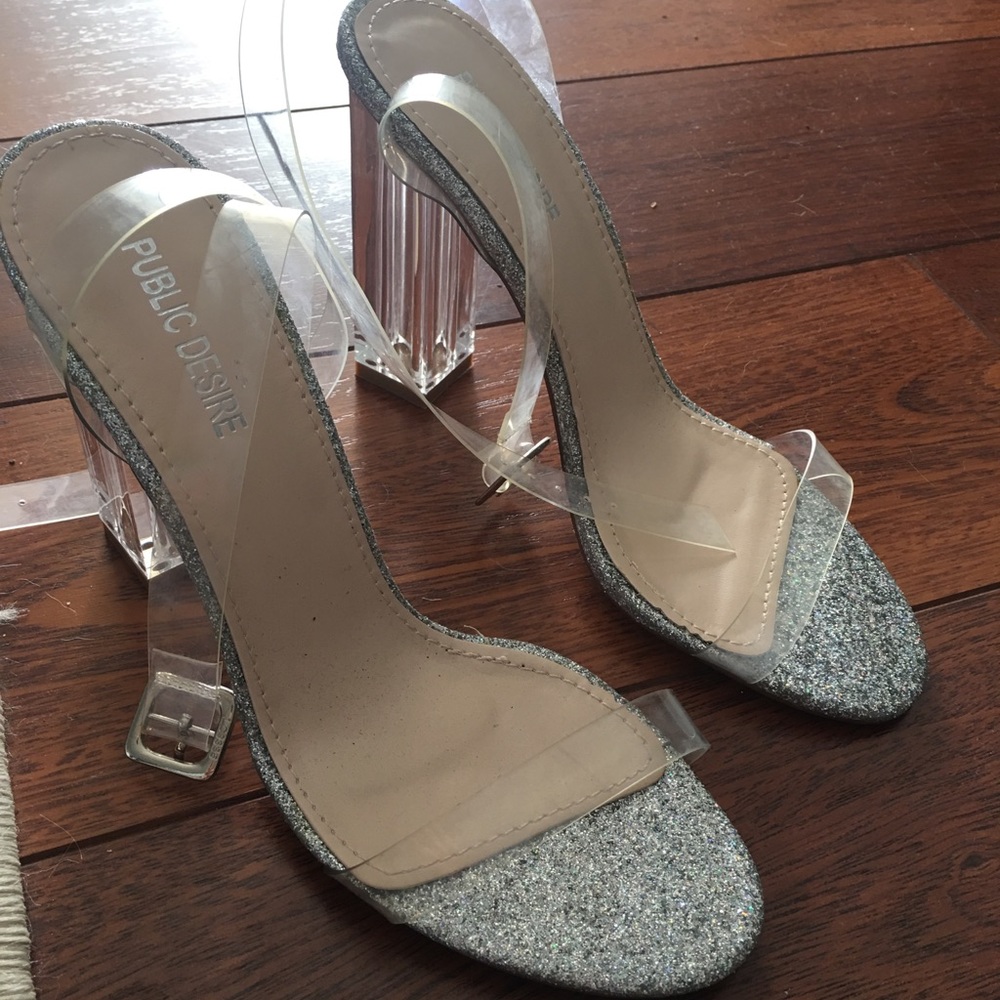 Public Desire Clear Glitter heels
